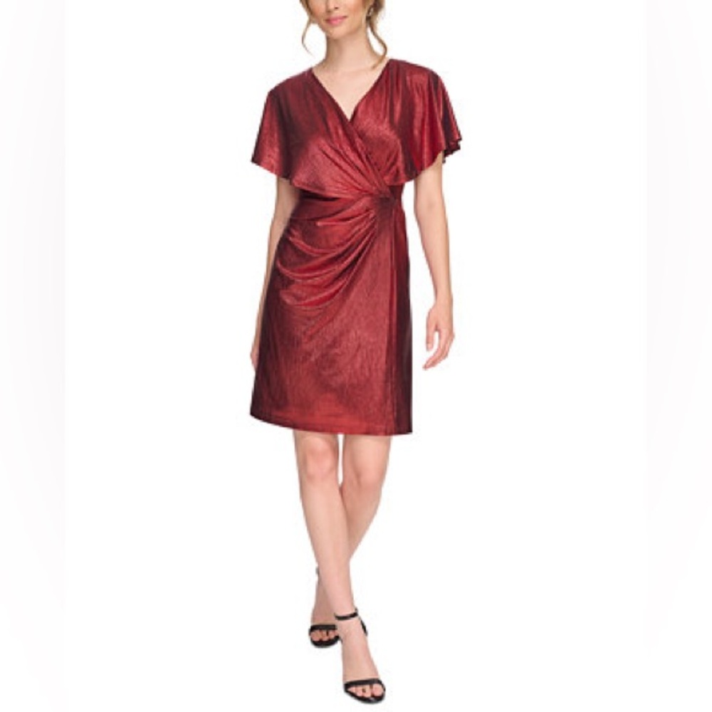 Kensies Women's Flutter-Sleeve Wrap Dress